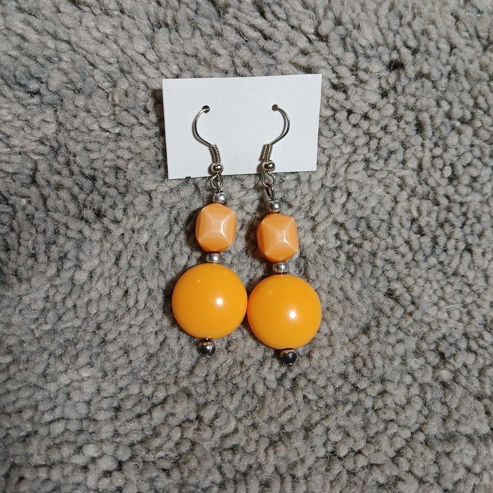 Vintage Orange Beaded Dangle Earrings
